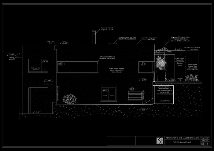 Ramnagement Complet  d'une Villa sur deux niveaux : 17 -  Faade Sud Projet 06-09-2010