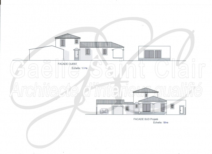 Construction d'une dpendance et d'une piscine avec paysaisme et extension de la villa : Faade 1