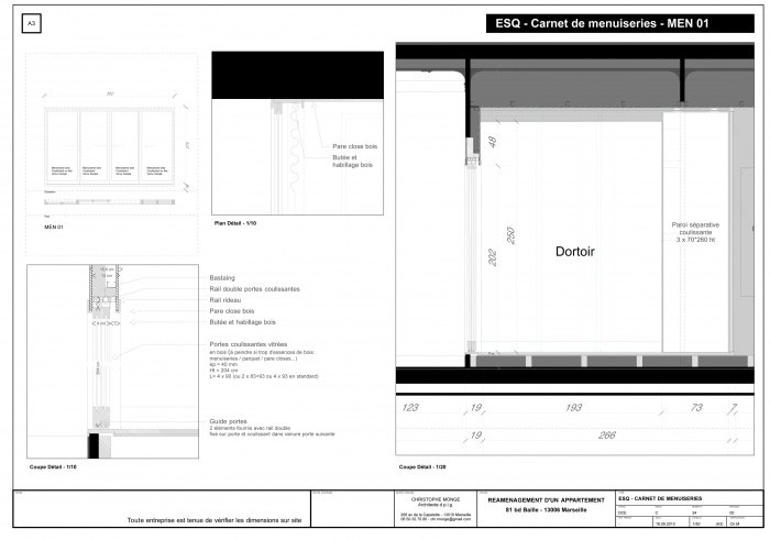 Rnovation d'un 3 fentres marseillais : Exemple de coupe et dtail du dossier