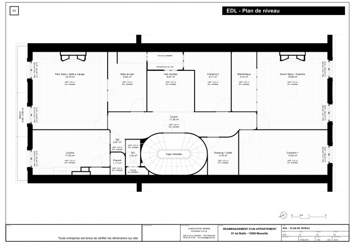 Rnovation d'un 3 fentres marseillais : Plan existant